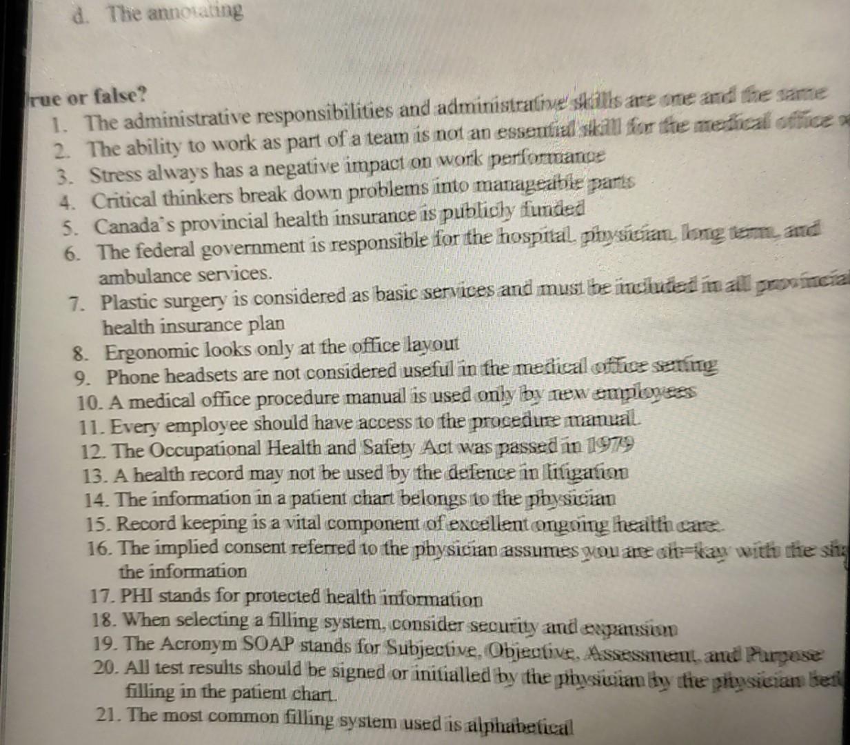 question the answer as soon as possible d. The