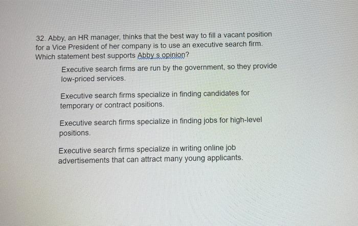 can u please answer this for me please. 32. Abby