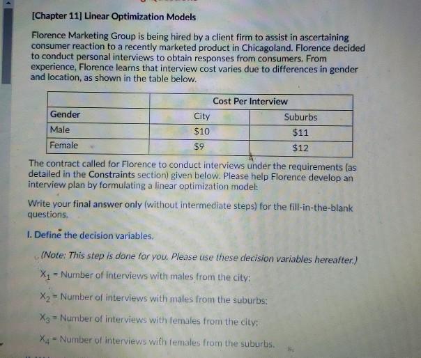 [Chapter 11] Linear Optimization Models Florence