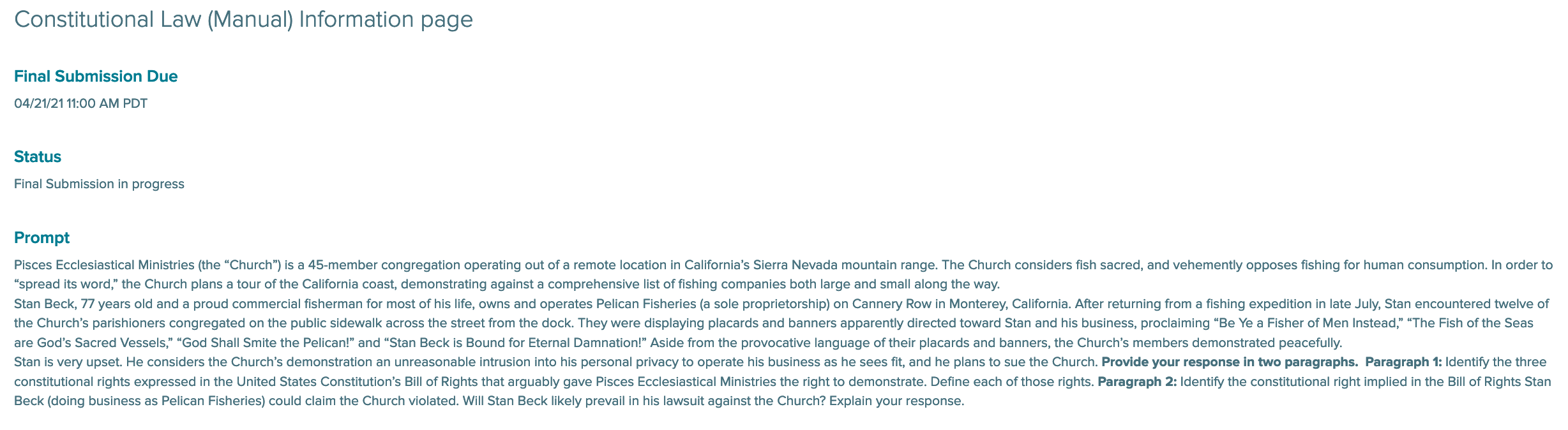 Question: Provide your response in two