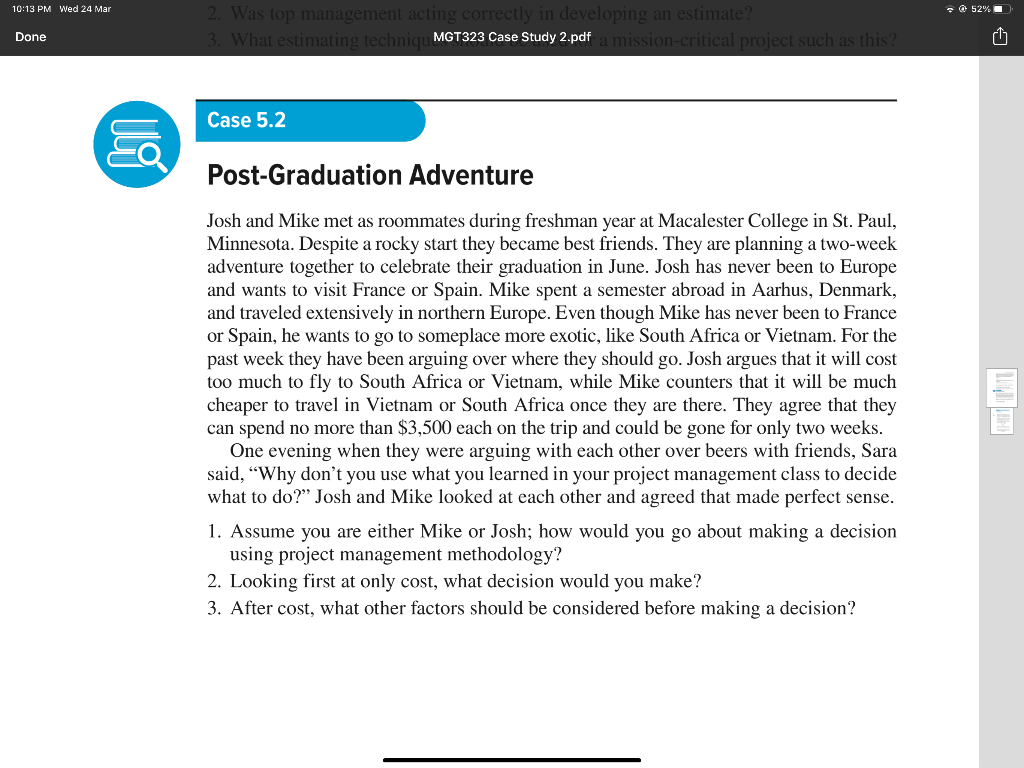 Please read the Case-5.2 Post-Graduation