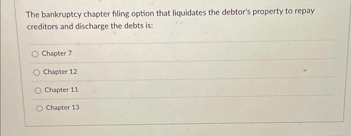 The bankruptcy chapter filing option that