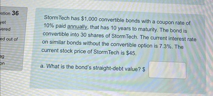 estion 36 yet vered Storm Tech has $1,000