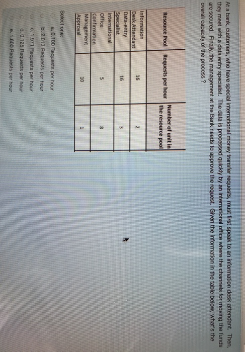 TI At a bank, customers, who have special