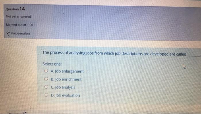 Question 14 Not yet answered Marked out of 1.00