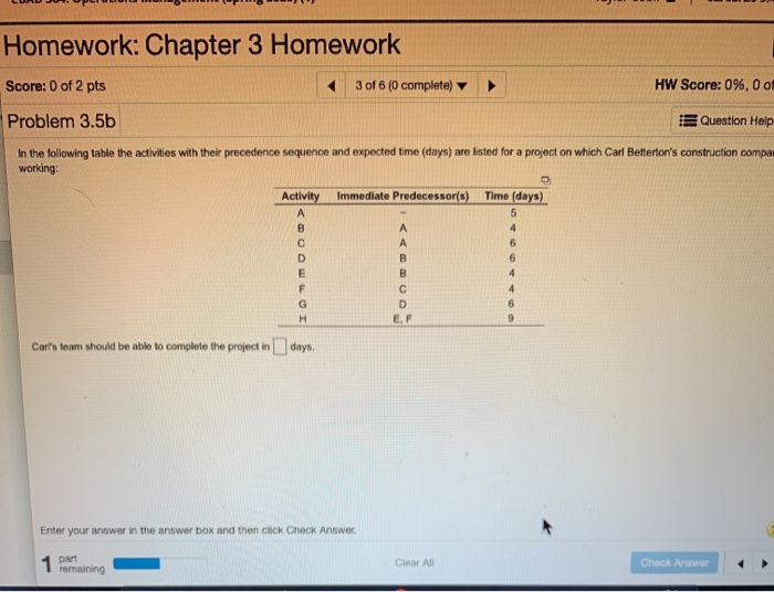 Homework: Chapter 3 Homework Save 1 of 6 (O