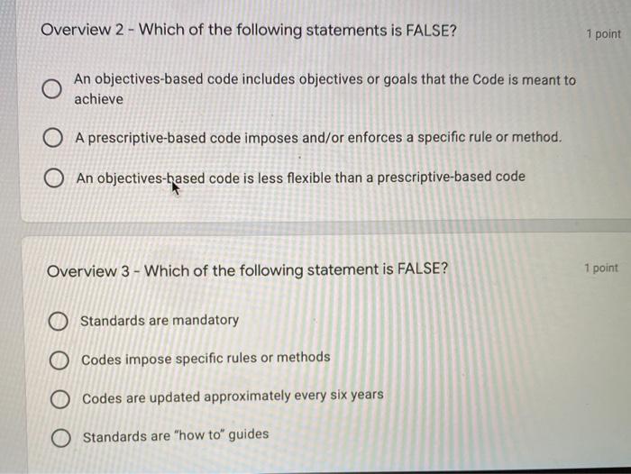 Overview 2 - Which of the following statements is