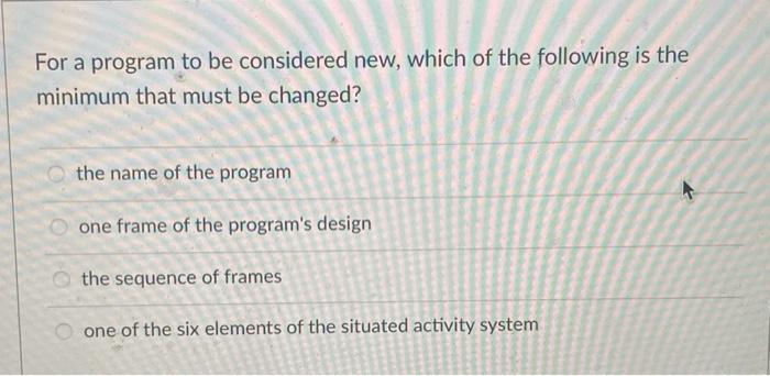 For a program to be considered new, which of the