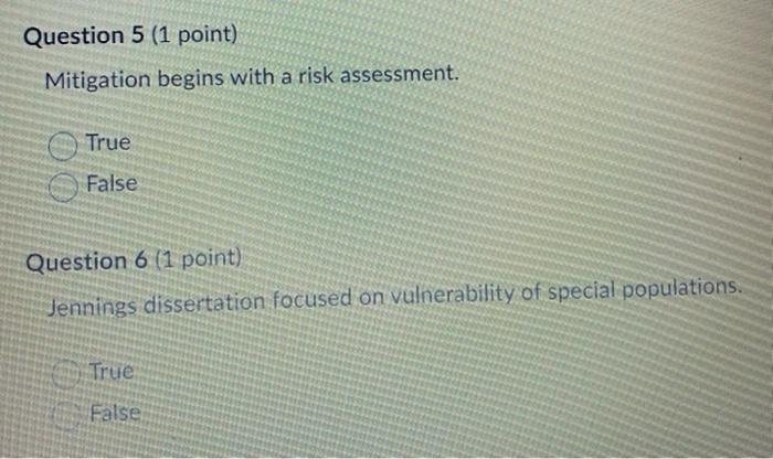 Emergency management Question 1 (1 point) Saved A