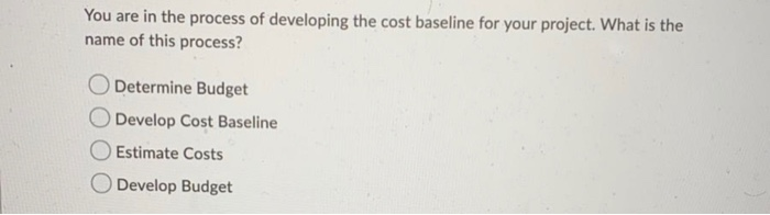 You are in the process of developing the cost