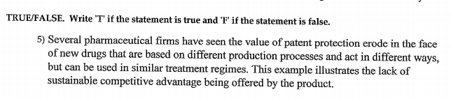 TRUE/FALSE. Write T' if the statement is true and