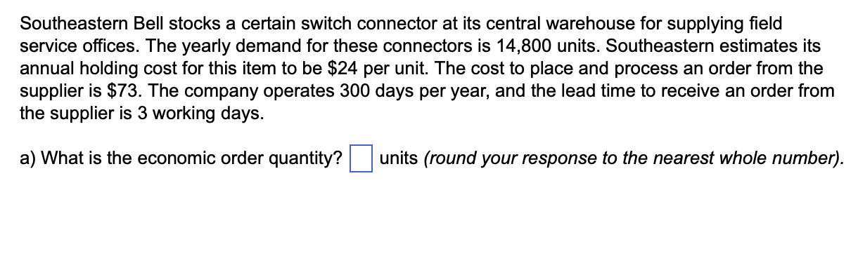Southeastern Bell stocks a certain switch