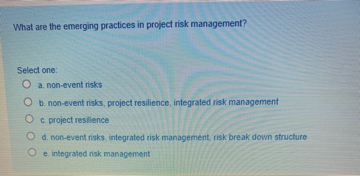 What are the emerging practices in project risk