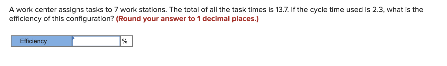 A work center assigns tasks to 7 work stations.
