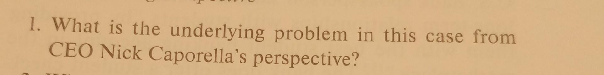 1. What is the underlying problem in this case