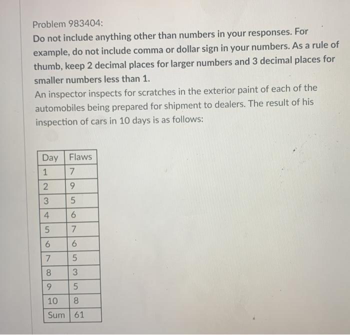 Problem 983404: Do not include anything other