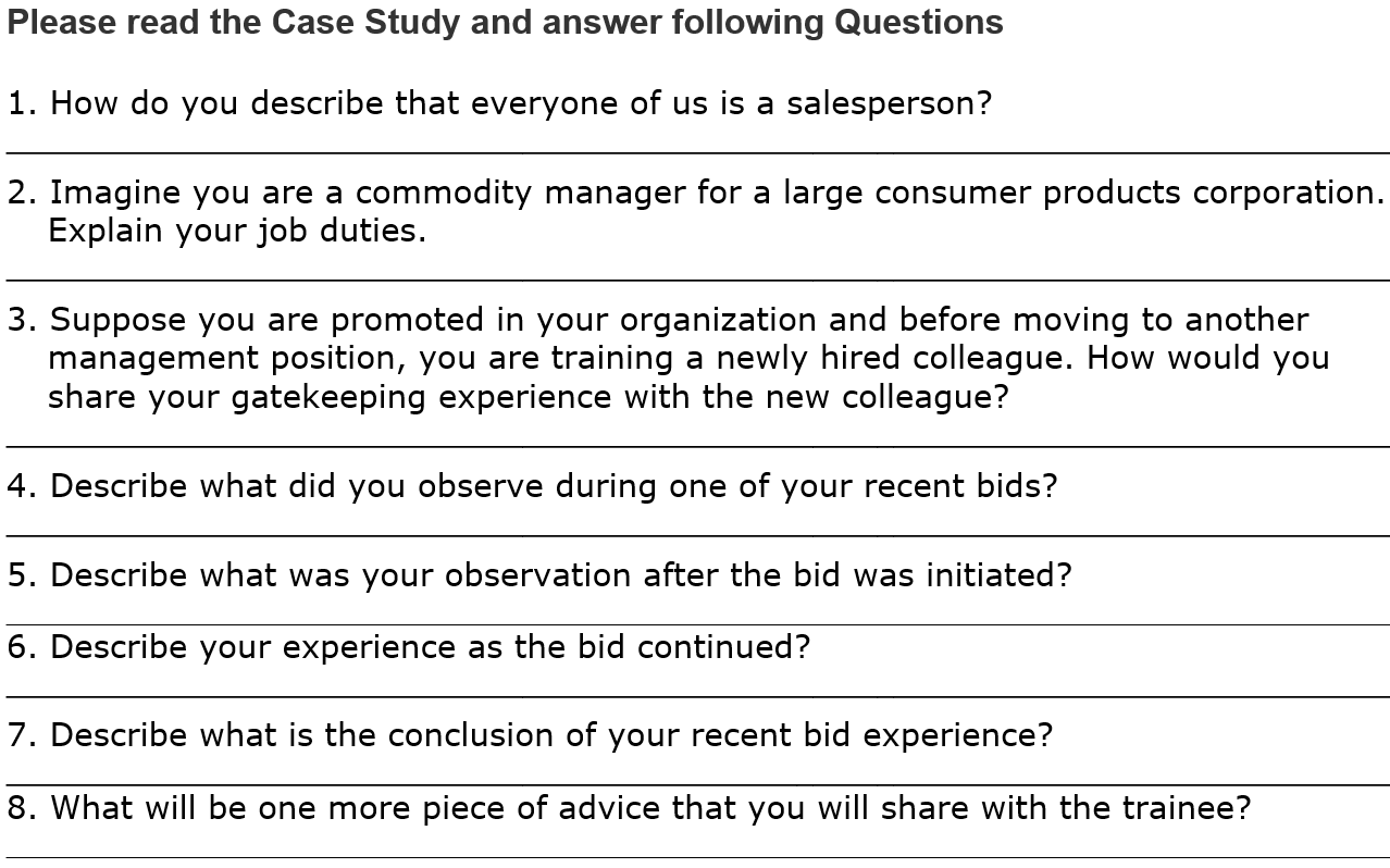 Please read the Case Study and answer following