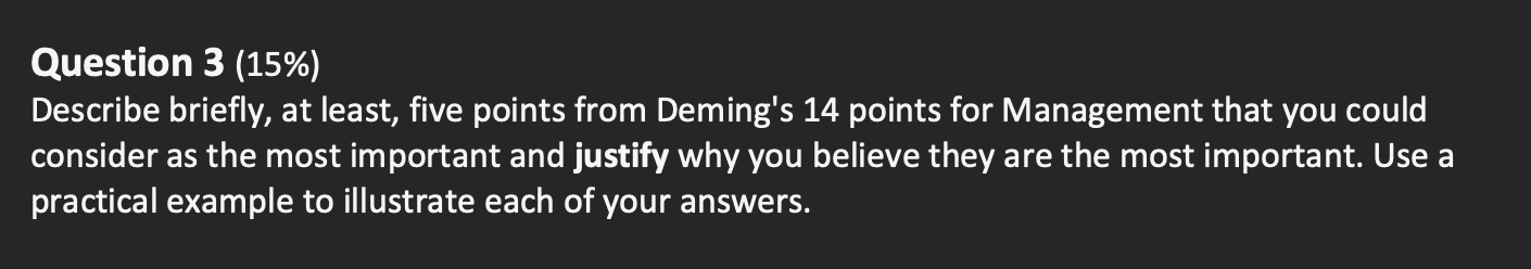 Question 3 (15%) Describe briefly, at least, five
