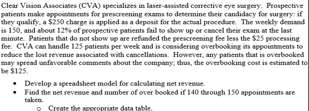 How can I solve this in excel? Clear Vision