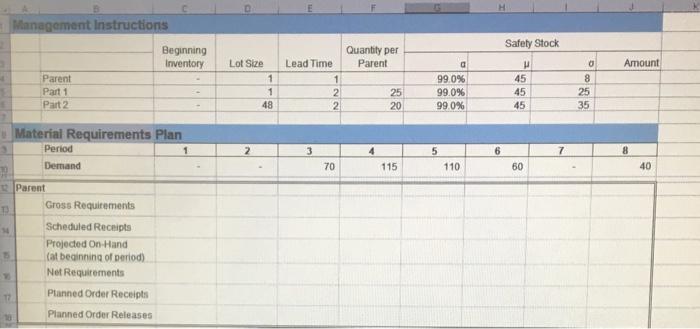Management Instructions Safety Stock Beginning