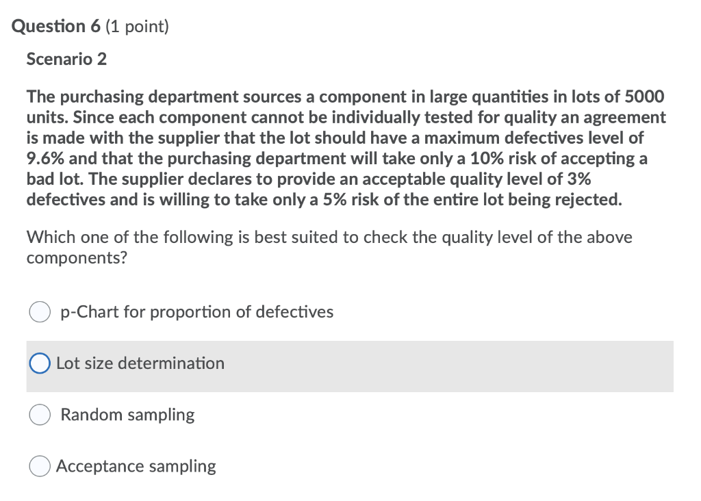 Question 6 (1 point) Scenario 2 The purchasing