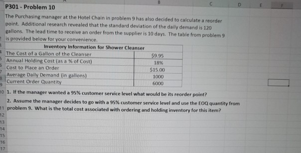 E 8 11 5 D P301 - Problem 10 The Purchasing