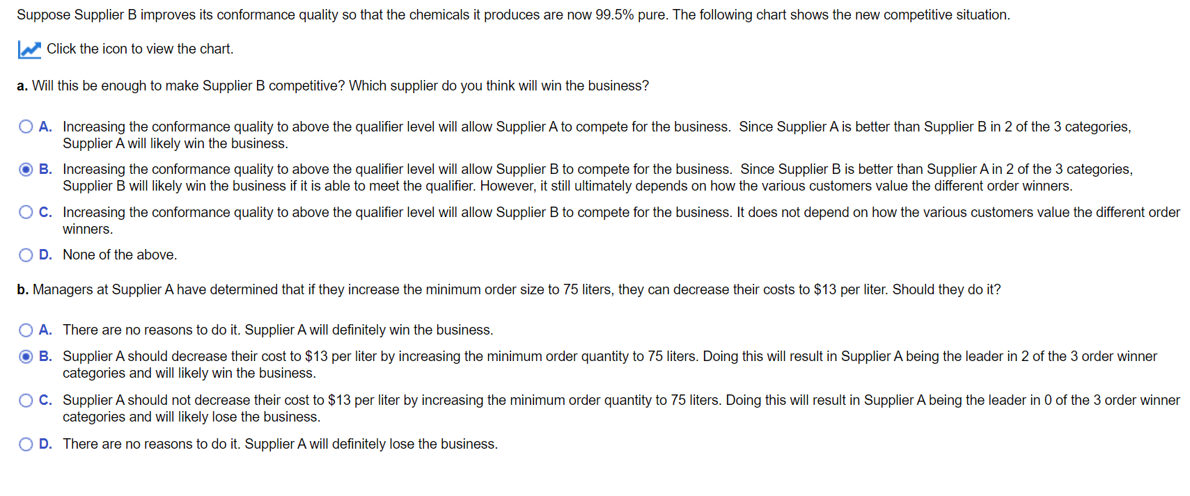 Suppose Supplier B improves its conformance