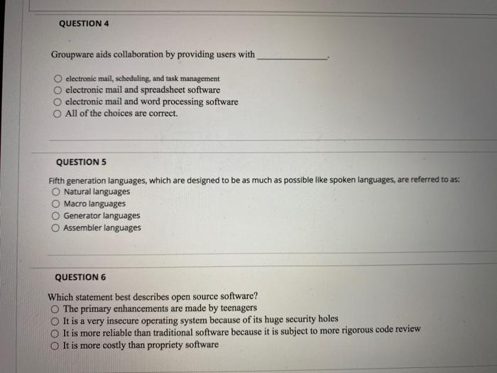 What is the answer? QUESTION 4 Groupware aids