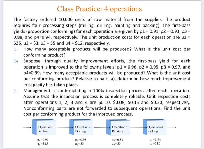 Quality Management Class Practice: 4 operations