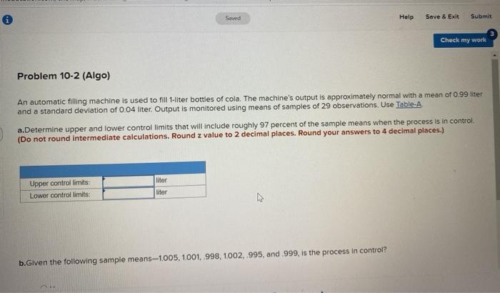 Saved Help Save & Exit Submit Check my work