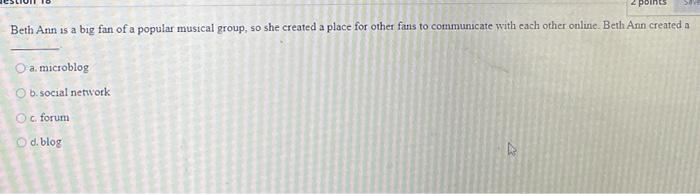 points Beth Ann is a big fan of a popular musical