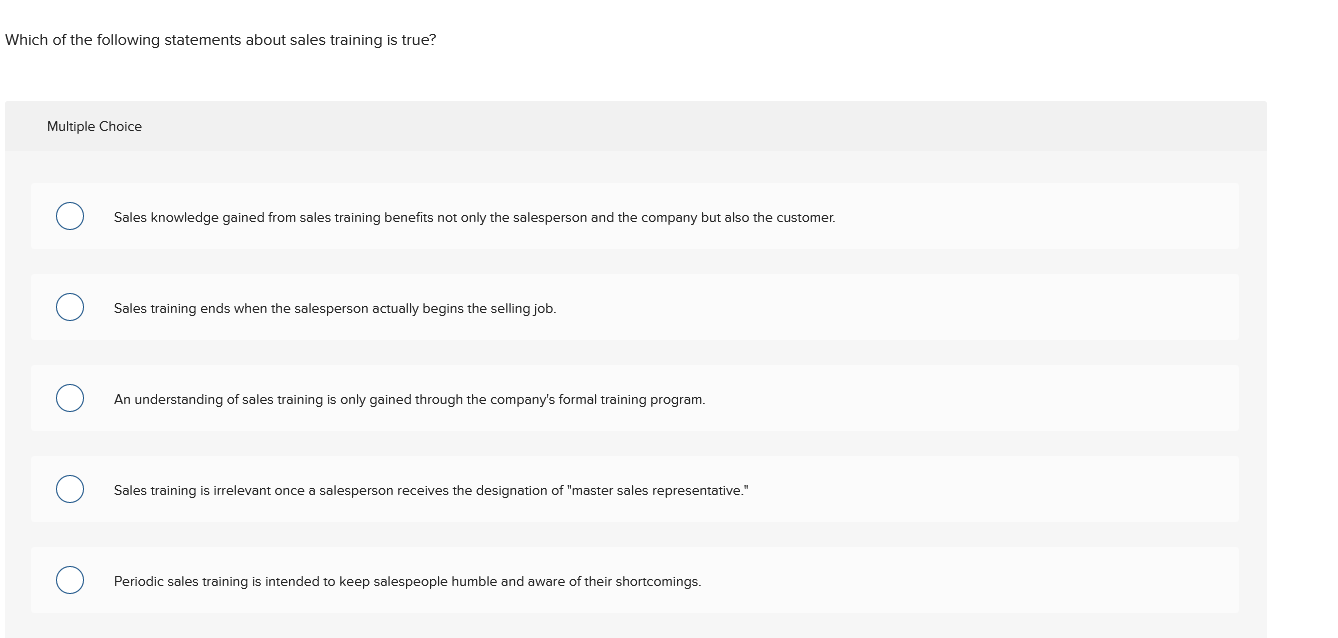 Which of the following statements about sales