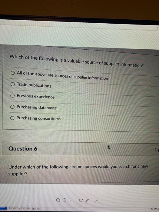 1 pts Two keys to success in routine buys are
