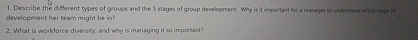 1. Describe the different types of groups and the