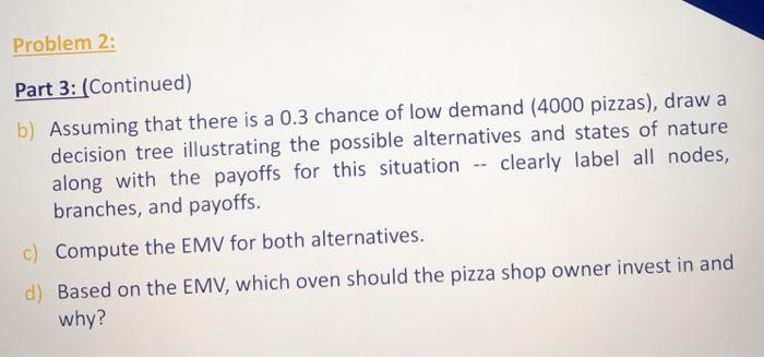 Problem 2: Part 3: The owner further assumes that
