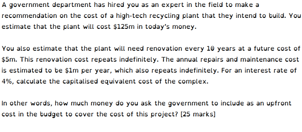 A government department has hired you as an