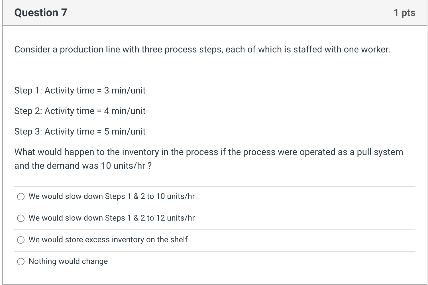 Consider a production line with three process
