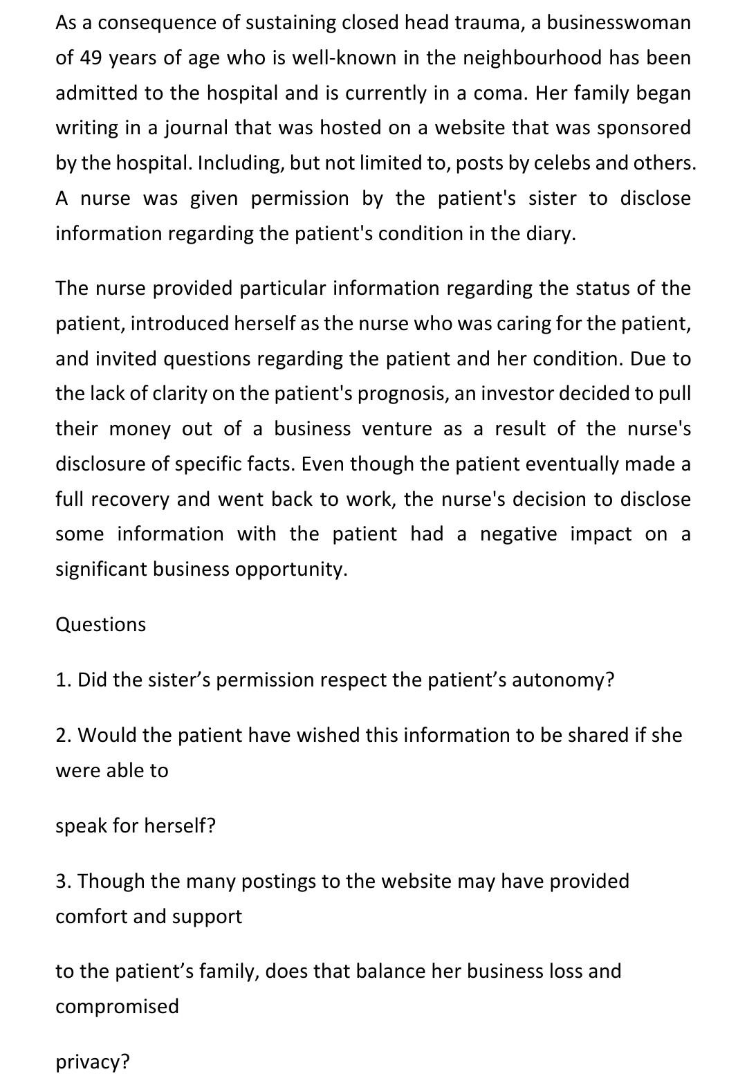 As a consequence of sustaining closed head