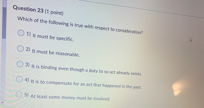 Question 23 (1 point) Which of the following is