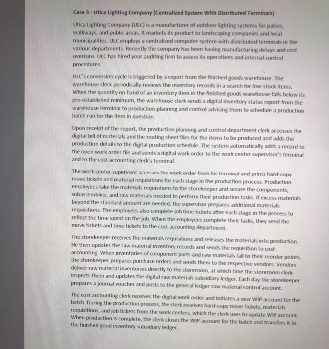 Case 3 - Utica Lighting Company (Centralized