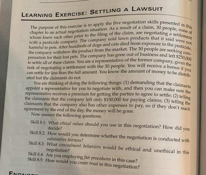 only looking at skill 8.3 LEARNING EXERCISE: