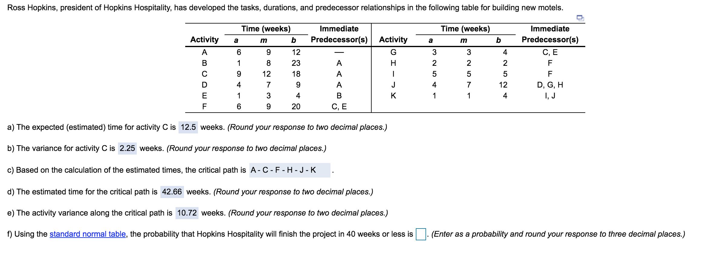 answer part F please, show how you get answer if