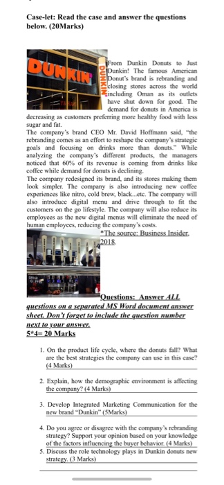 basic marketing Case-let: Read the case and