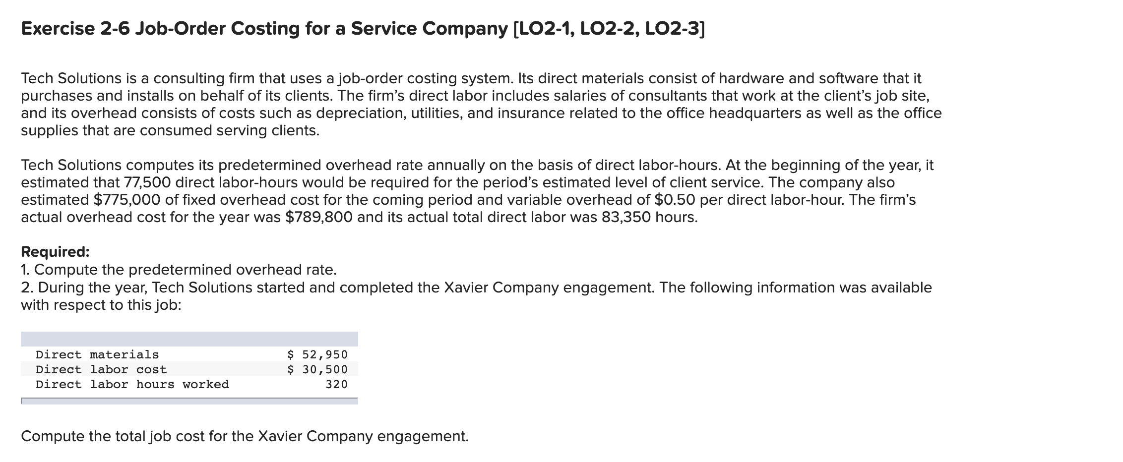 Exercise 2-3 Computing Total Job Costs and Unit