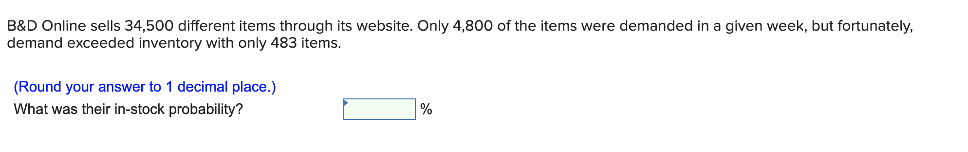 B&D Online sells 34,500 different items through