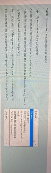 Match the term to the appropriate definition