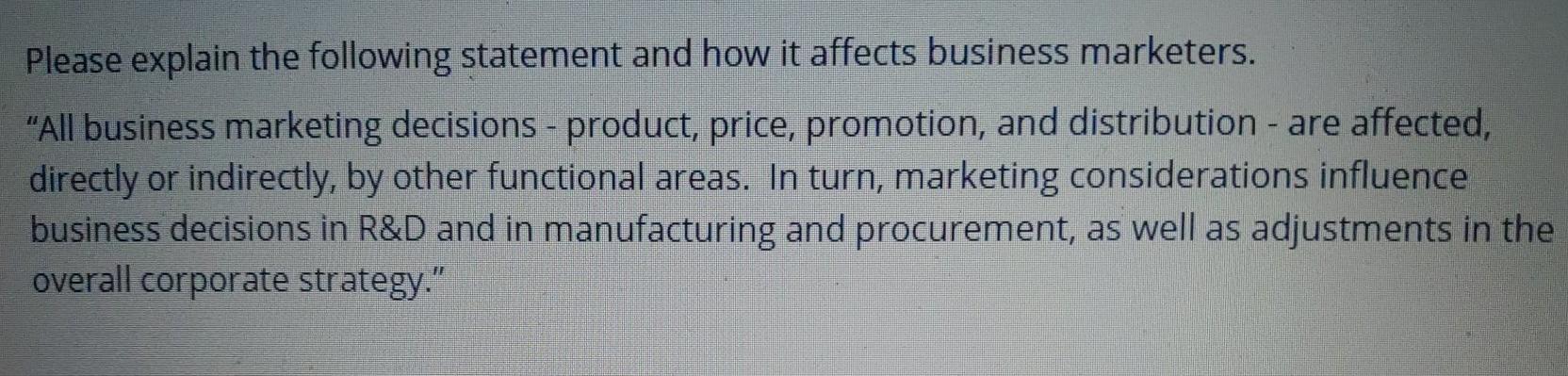 Please explain the following statement and how it