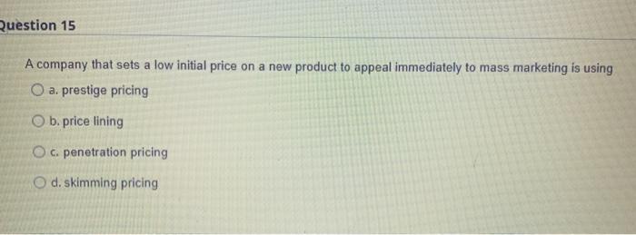 uestion 14 2 points Save Ans Retail outlets can