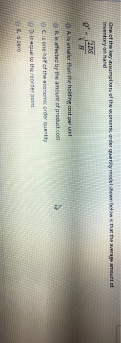 One of the key assumptions of the economic order