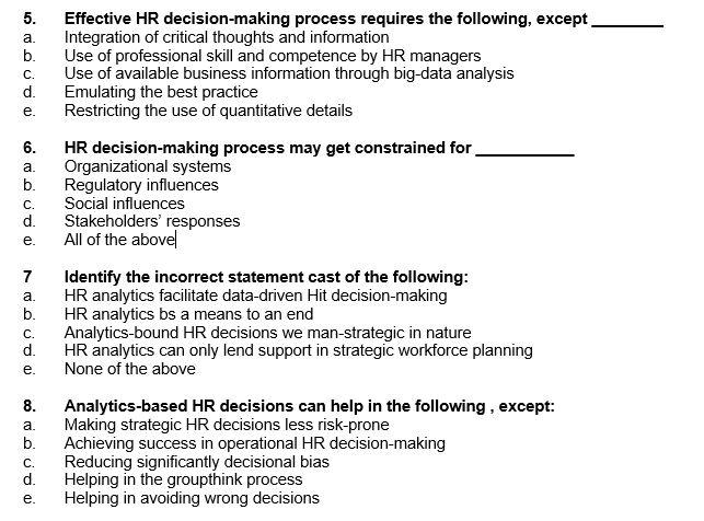 5. a. b. C. d. e. 6. a. b. C. d. e. Effective HR